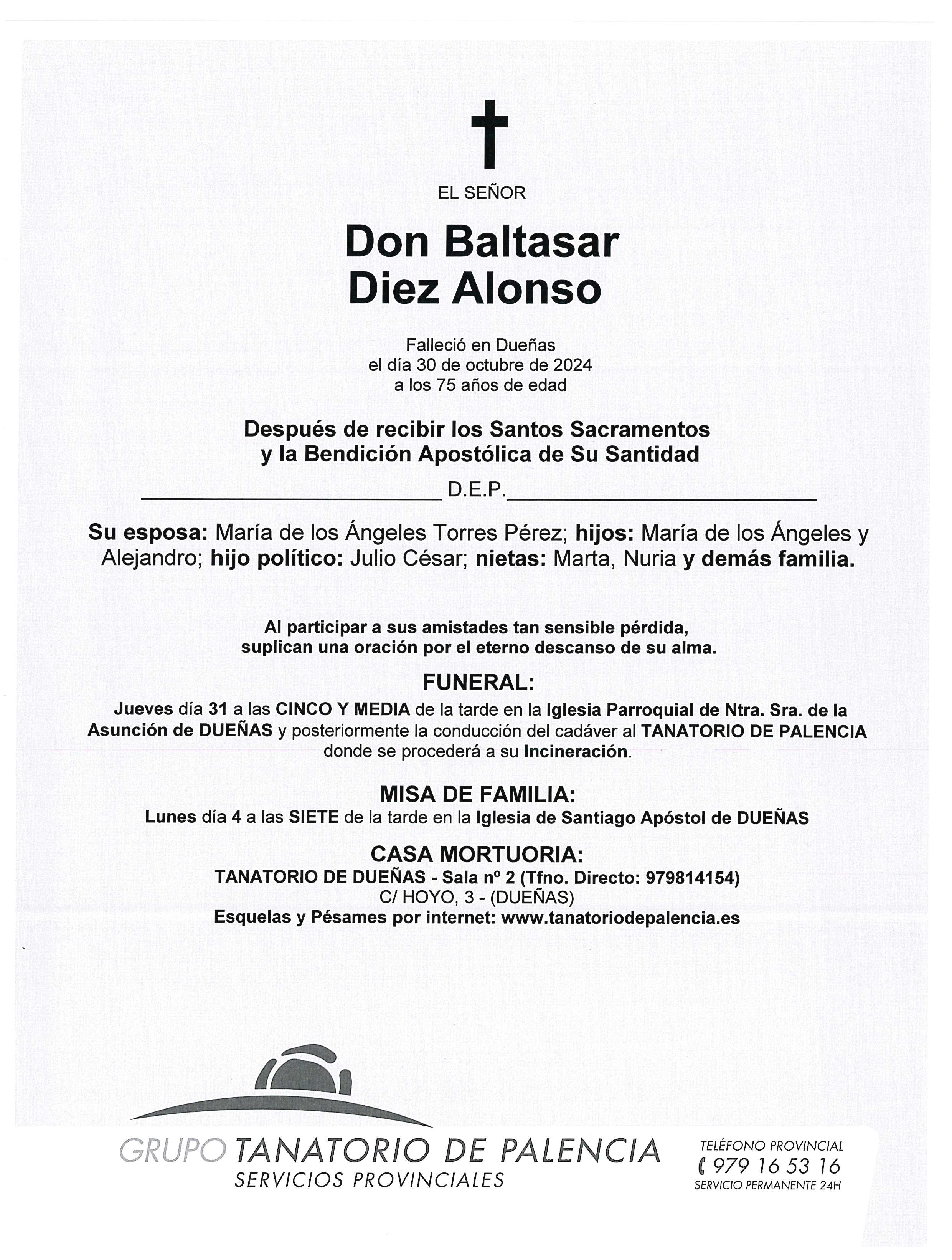 EL SEÑOR DON BALTASAR DIEZ ALONSO